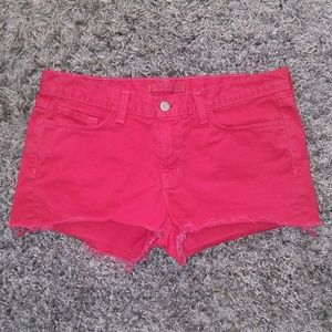J BRAND Bright Red Cut-Off Shorts